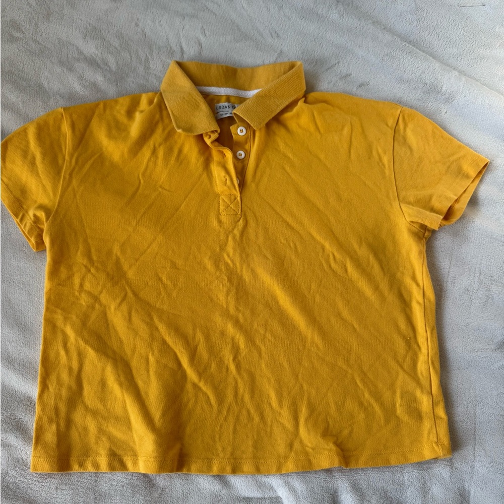 Urban Outfitters Mustard Cropped Polo Shirt